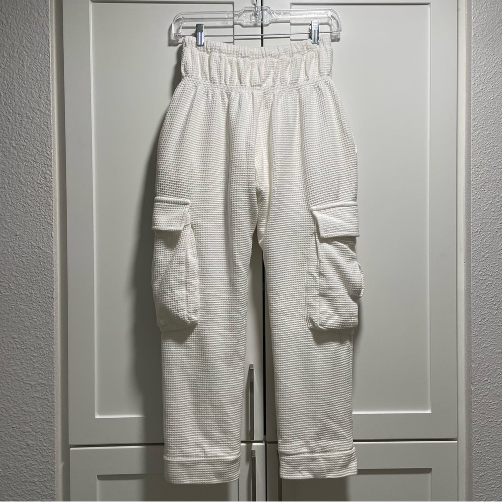 My Mum Made It Waffle Utility Sweatpants White Athleisure Lounge Sporty Comfy - Picture 2 of 8